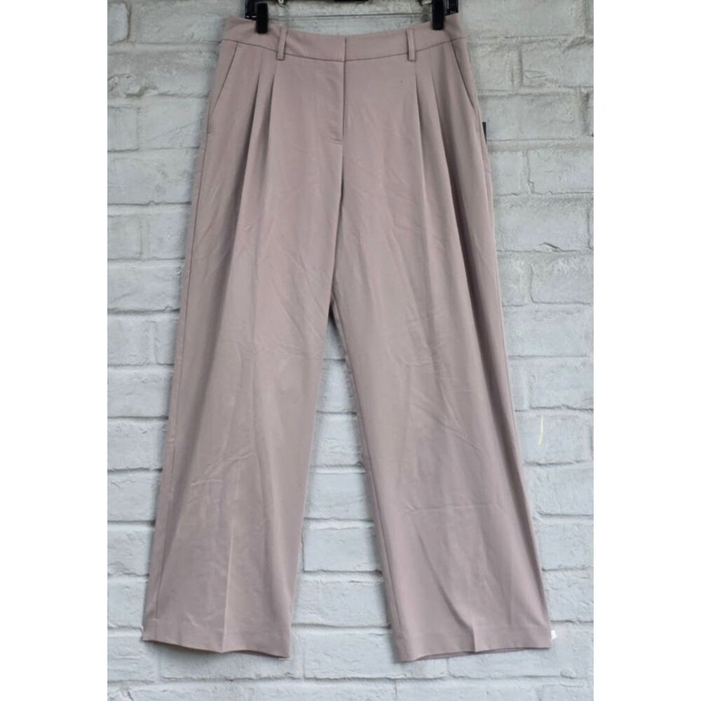 Fabletics Daydreamer Foundation Pleated Wide Leg Trouser Pants Khaki Size 10